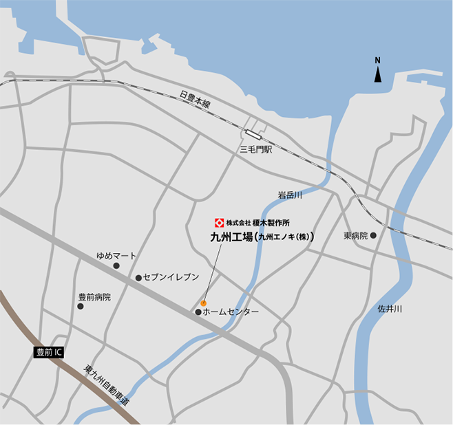 九州工場（九州エノキ株式会社）周辺地図