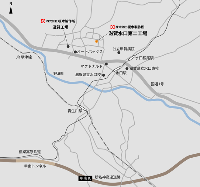 滋賀水口第二工場周辺地図